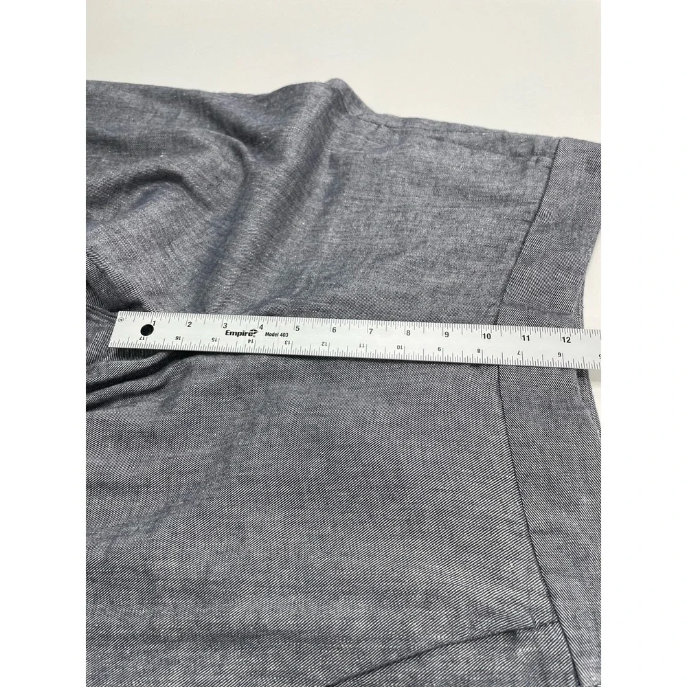 Banana Republic Womens Navy Linen Blend Wide Leg Crop Pants 8 Preppy Office